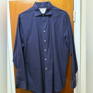 Charles Tyrwhitt Dark Blue Dotted Shirt 16.5" neck, 35" sleeve